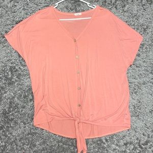 Pink tie front top size Large
